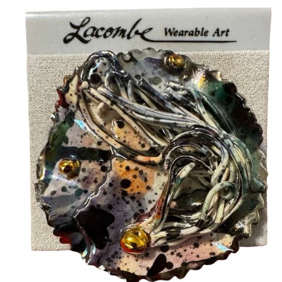 Amy Lacombe Jewelry - Vintage Amy Lacombe Wearable Art Abstract Avant Garde Brooch Pin Signed